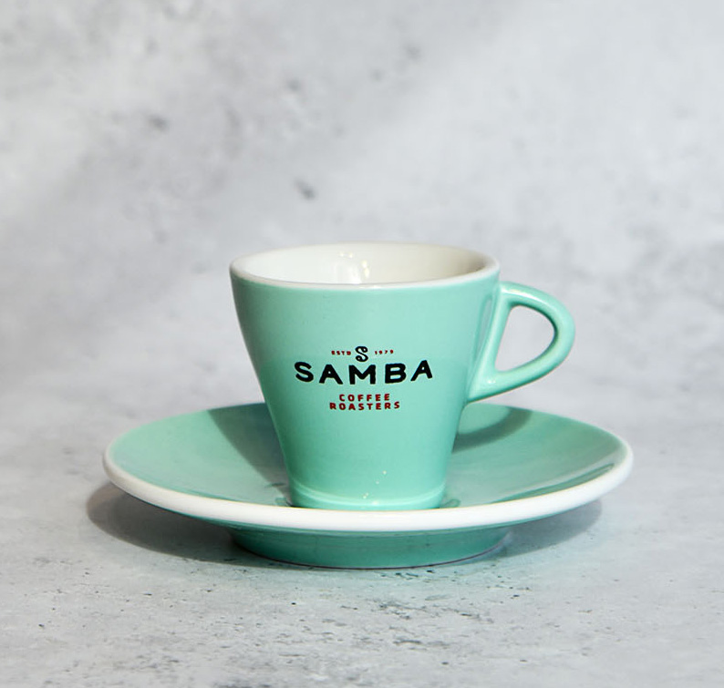 Samba Coffee Roasters espresso cup turquoise website